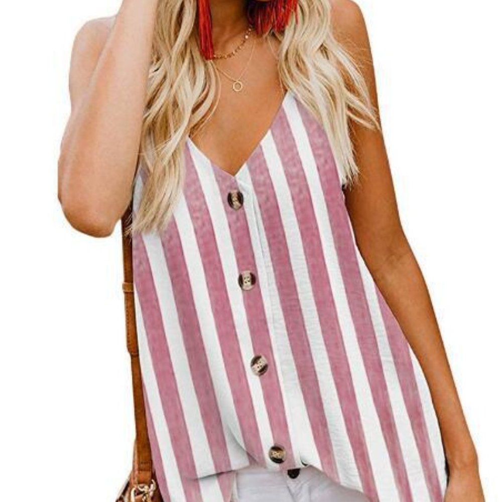 Sleeveless Striped Spaghetti Strap Blouse